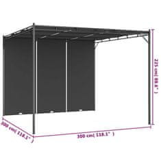 Vidaxl Vrtni paviljon s stransko zaveso 3x3x2,25 m antraciten