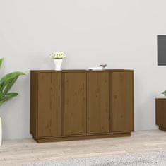 Vidaxl Komoda medeno rjava 120x35x80 cm trdna borovina