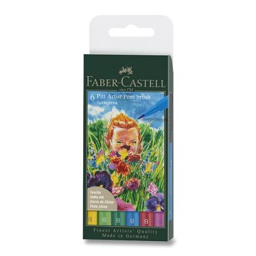 Faber-Castell Pitt Artist Pen Brush - 6 kosov, konica B, spomladanski odtenki