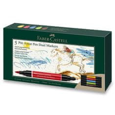 Faber-Castell Pitt umetniško pero z dvojnim markerjem, komplet 5 kosov