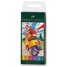 Faber-Castell Pitt Artist Pen Brush Colour - komplet 6 kosov, konica B