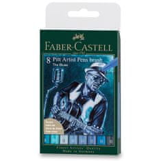 Faber-Castell Marker Pitt Artist Pen Brush Blues set 8, konica B