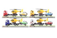 Tovornjak s helikopterjem in terenskim avtomobilom