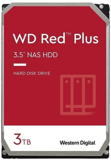 Western Digital Red Plus NAS trdi disk (HDD), 3 TB, SATA 6 Gb/s, 128 MB (WD30EFZX)