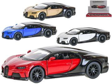Kinsmart Car Bugatti Chiron Supersport 13 cm 1:38 kovinski reverz - mešanica barv (bela, modra, rdeča, zlata)