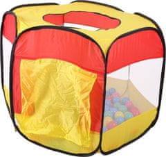 Suhi bazen, šotor z žogicami rdeče-rumene barve