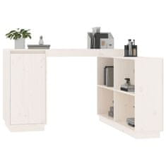Vidaxl Pisalna miza bela 110x50x75 cm trdna borovina