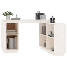 Vidaxl Pisalna miza bela 110x50x75 cm trdna borovina