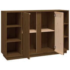 Vidaxl Komoda medeno rjava 120x35x80 cm trdna borovina