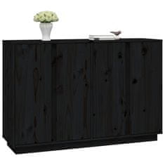Vidaxl Komoda črna 120x35x80 cm trdna borovina