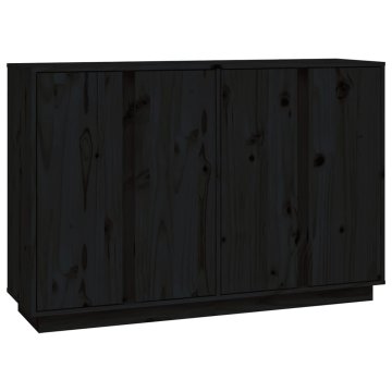Vidaxl Komoda črna 120x35x80 cm trdna borovina