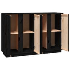 Vidaxl Komoda črna 120x35x80 cm trdna borovina