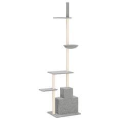 Vidaxl Mačje drevo od tal do stropa svetlo sivo 250,5-276,5 cm