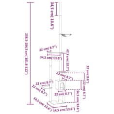 Vidaxl Mačje drevo od tal do stropa krem 258,5-284,5 cm