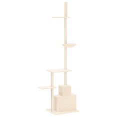 Vidaxl Mačje drevo od tal do stropa krem 250,5-276,5 cm