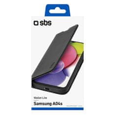 SBS Wallet Lite ovitek za Galaxy A04s, preklopni, črn