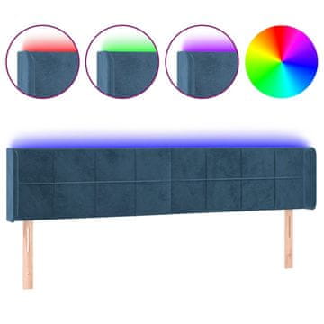 Vidaxl LED posteljno vzglavje temno modro 183x16x78/88 cm žamet