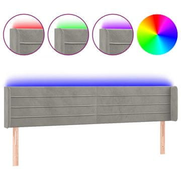 Vidaxl LED posteljno vzglavje svetlo sivo 163x16x78/88 cm žamet