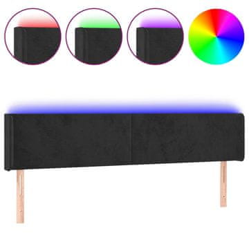 Vidaxl LED posteljno vzglavje črno 183x16x78/88 cm žamet