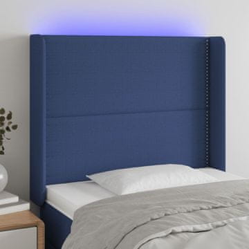 Vidaxl vidaXL Vzglavje postelje z LED modro 103x16x118/128 cm blago