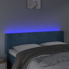 Vidaxl LED posteljno vzglavje temno modro 147x16x78/88 cm žamet