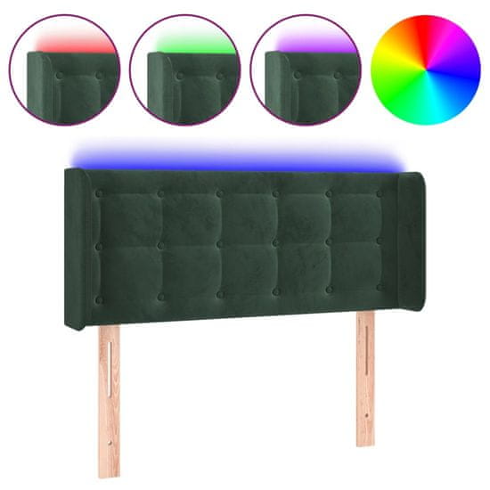 Vidaxl LED posteljno vzglavje temno zeleno 103x16x78/88 cm žamet