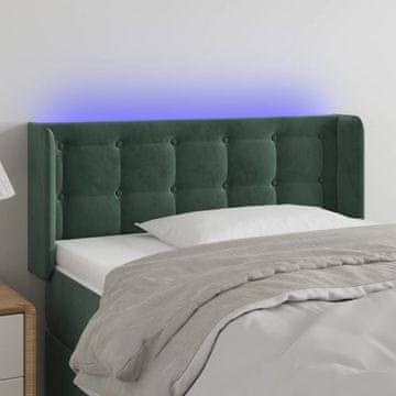 Vidaxl vidaXL Vzglavje postelje z LED diodo temno zeleno 93x16x78/88 cm žamet