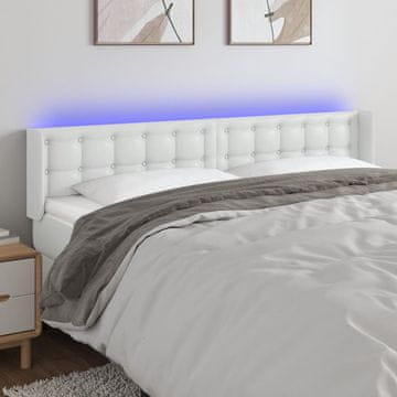 Vidaxl vidaXL Vzglavje postelje z LED diodo belo 203x16x78/88 cm umetno usnje