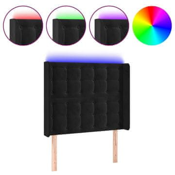 Vidaxl LED posteljno vzglavje črno 103x16x118/128 cm žamet
