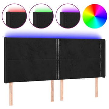 Vidaxl LED posteljno vzglavje črno 203x16x118/128 cm žamet