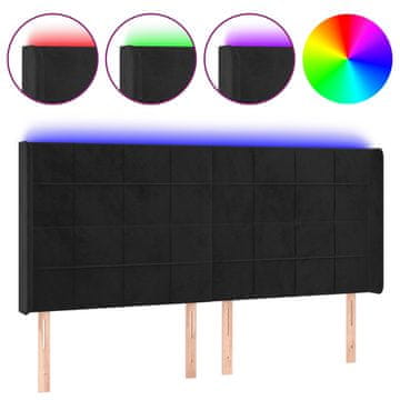Vidaxl LED posteljno vzglavje črno 183x16x118/128 cm žamet