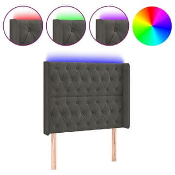 Vidaxl LED posteljno vzglavje temno sivo 93x16x118/128 cm žamet