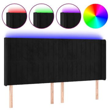 Vidaxl LED posteljno vzglavje črno 183x16x118/128 cm žamet