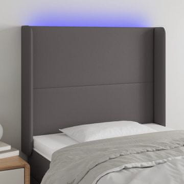 Vidaxl vidaXL Vzglavje postelje z LED svetlo sivo 93x16x118/128 cm umetno usnje