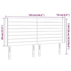 Vidaxl LED posteljno vzglavje temno zeleno 163x16x118/128 cm žamet