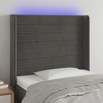 Vidaxl vidaXL Vzglavje postelje z LED diodo temno sivo 83x16x118/128 cm žamet