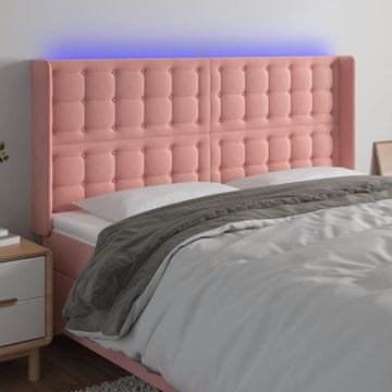 Vidaxl vidaXL Vzglavje postelje z LED svetlo roza 203x16x118/128 cm žamet