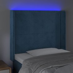 Vidaxl LED posteljno vzglavje temno modro 93x16x118/128 cm žamet