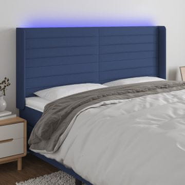Vidaxl vidaXL Vzglavje postelje z LED modro 203x16x118/128 cm blago