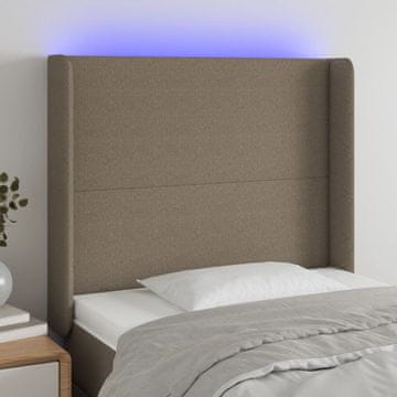 Vidaxl vidaXL LED vzglavje postelje, sivo-rjavo, 93x16x118/128 cm, blago