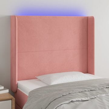 Vidaxl vidaXL Vzglavje postelje z LED svetlo roza 103x16x118/128 cm žamet