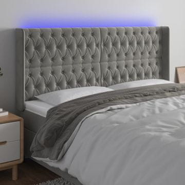 Vidaxl vidaXL Vzglavje postelje z LED svetlo sivo 183x16x118/128 cm žamet