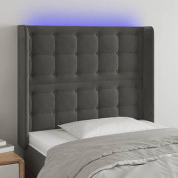 Vidaxl vidaXL Vzglavje postelje z LED diodo temno sivo 83x16x118/128 cm žamet