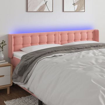 Vidaxl vidaXL Vzglavje postelje z LED svetlo roza 203x16x78/88 cm žamet