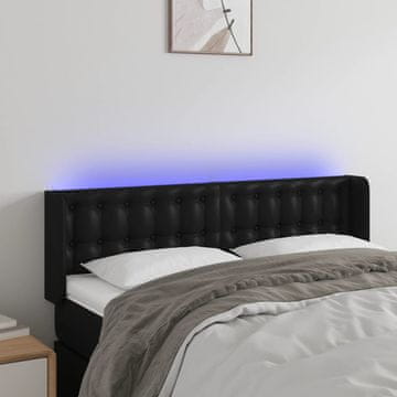 Vidaxl vidaXL LED vzglavje postelje črno 147x16x78/88 cm umetno usnje