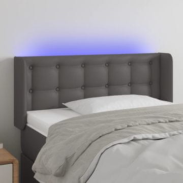 Vidaxl vidaXL Vzglavje postelje z LED svetlo sivo 103x16x78/88 cm umetno usnje