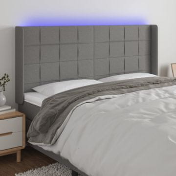 Vidaxl vidaXL Vzglavje postelje z LED diodo temno sivo 183x16x118/128 cm blago