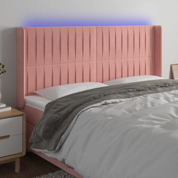 Vidaxl vidaXL Vzglavje postelje z LED svetlo roza 203x16x118/128 cm žamet