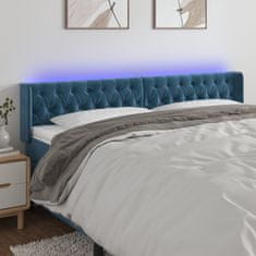 Vidaxl LED posteljno vzglavje temno modro 203x16x78/88 cm žamet