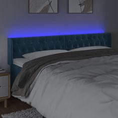Vidaxl LED posteljno vzglavje temno modro 203x16x78/88 cm žamet
